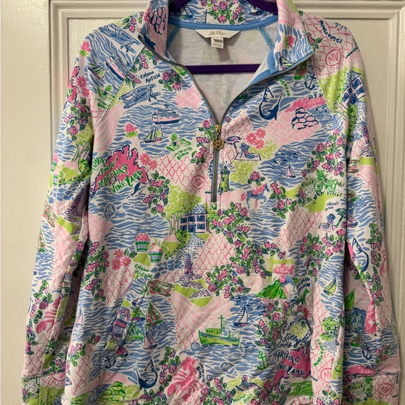 Lilly Pulitzer Marthas Vineyard print popover medium EUC - Picture 1 of 3